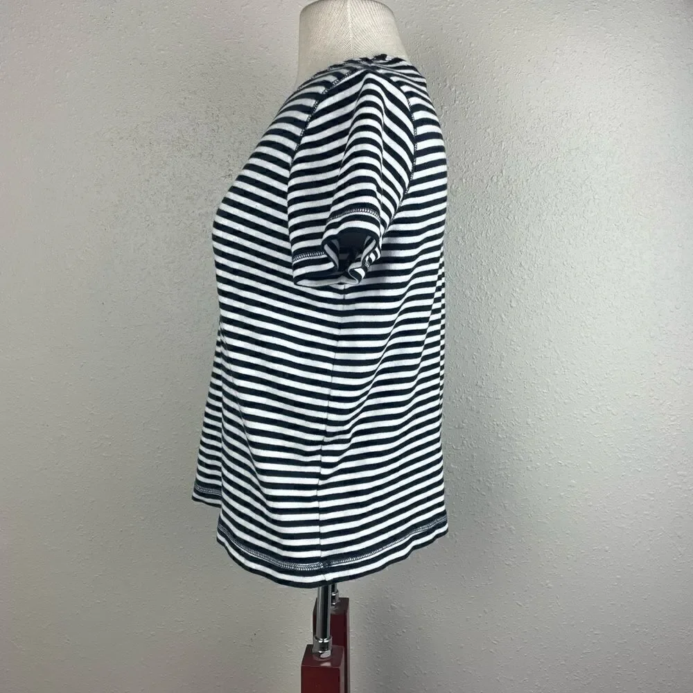 EUC Chaus Women’s Blue and White Short Sleeve Top Size S